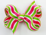 bright hot pink and lime green striped hair bow / match lily pulitzer