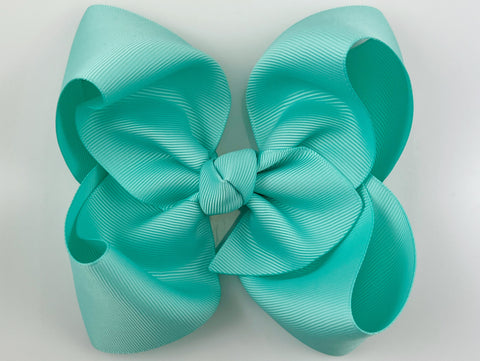 aqua blue 5 inch large hair bow