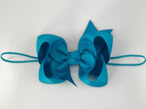 teal blue baby girl bow headband