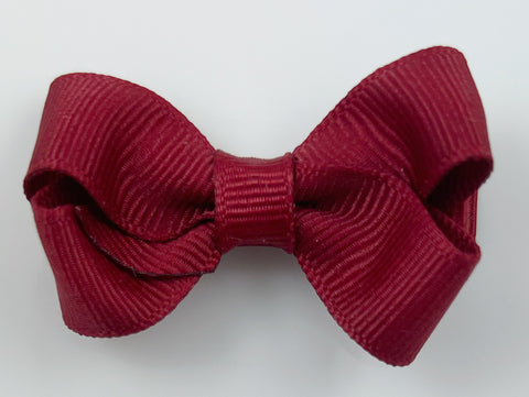 cranberry dark red small girl's hair bow