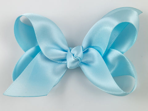 light blue satin hair bow