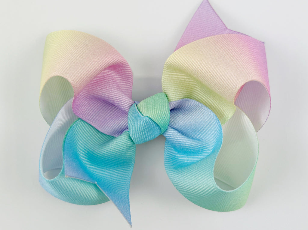 Magnificent Treasures 4 Pastel Tie-Dye Ribbon Hair Bow