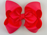 neon coral 5 inch hair bow for girls