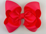 neon coral 5 inch hair bow for girls