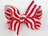 red and white striped hair bow