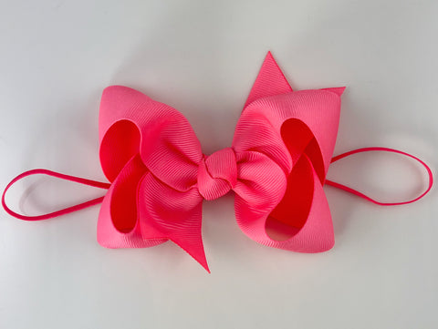 neon pink baby girls bow headband