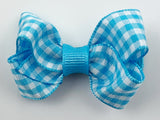 small 2 inch bright blue gingham hair bow