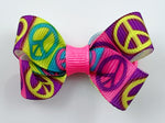 small peace sign symbol hair bow
