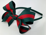 dark green and red bow headband