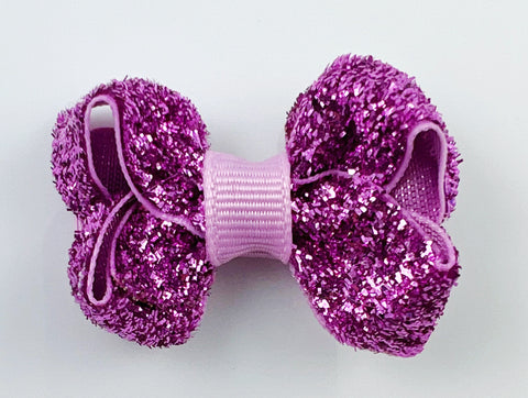 pink glitter small baby hair bow