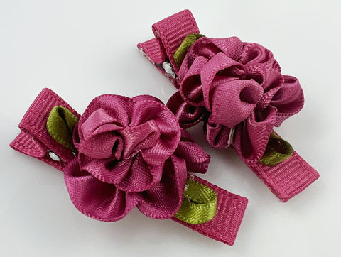 flower hair clips baby girl pink mauve