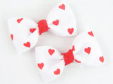 valentines day hair bows for babies, for girls with red and white hearts