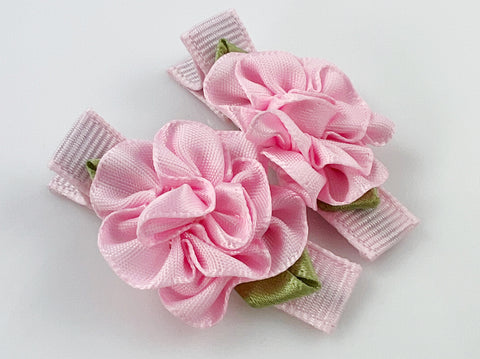 pink flower hair clips for baby girl