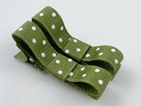 hair bow clips for babies girls olive green dot