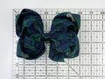 School Plaid Hair Bow - 6 inch Blue and Gray