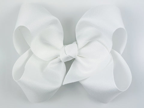 white 5 inch hair bow