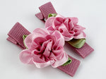 hair clips for baby girl flower pink mauve