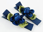 flower hair clips for baby girl navy blue
