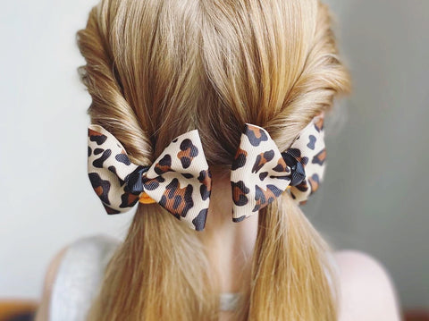 leopard cheetah hair bows for girls