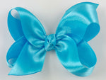 bright blue satin hair bow