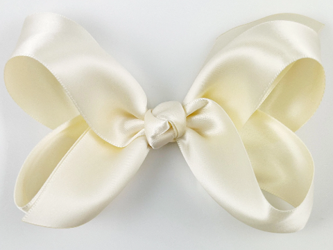 satin hair bow in ivory cream